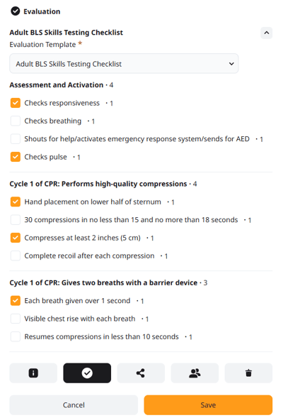 Adult BLS Skills Testing Checklist - Evaluation Template Adult BLS Skills Testing Checklist - Evaluation Template