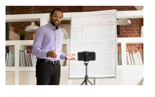 Educator teaching a class remotely