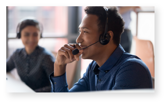 Man with headset providing customer support